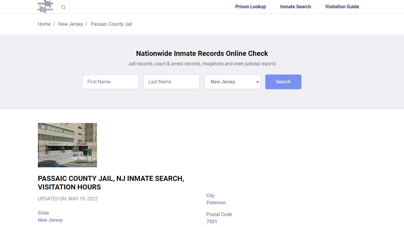 Passaic County Jail, NJ Inmate Search, Visitation Hours